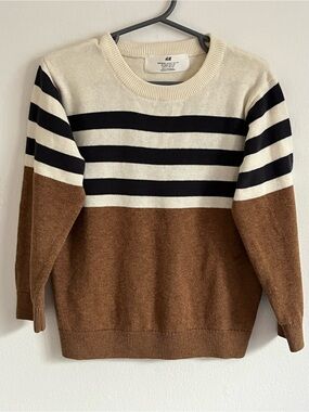 H&M Cream, Black & Brown Striped Knit Sweater size 3/4T